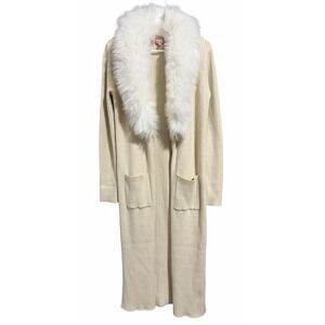 Show Me Your Mumu Lombardi Long Cardigan‎ Sweater Faux Fur Ivory Women's Small